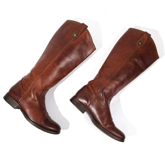 FRYE Melissa Whiskey Leather Button Lug Tall Boots Western Horse Gir Equestrian - Picture 9 of 12